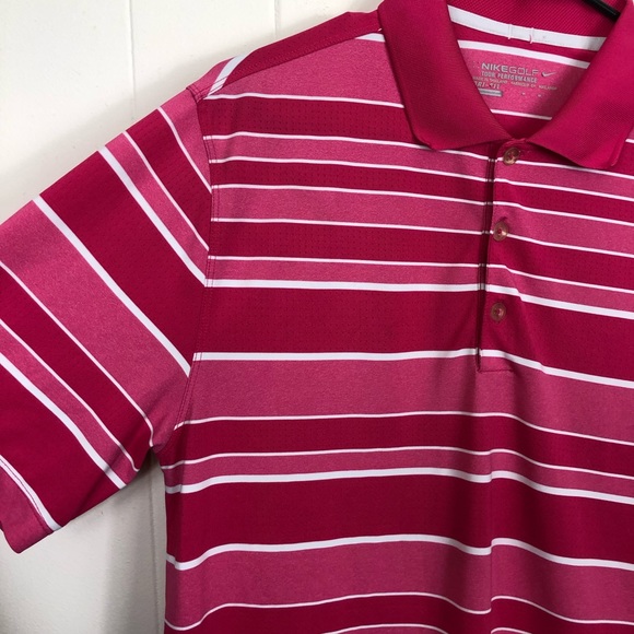 Nike Dri Fit Pink Striped Polo Sz M - Picture 5 of 9